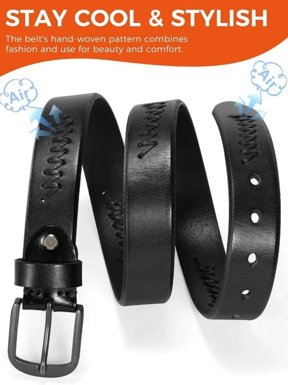 Stylish Women's Casual Leather Belt with Metal Buckle - Versatile Fashion